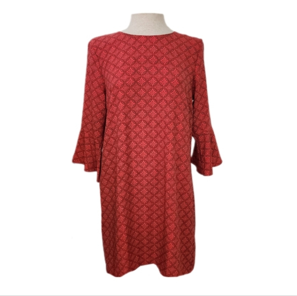 Banana Republic Coral-Red Textured Midi Dress